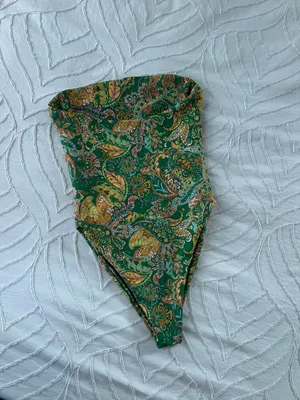 Green Paisley Strapless One Piece Swim thumbnail 9
