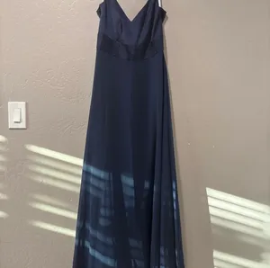 David’s Bridal Navy Blue Spaghetti Strap Bridesmaid Dress thumbnail 2