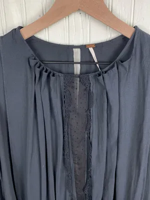 Free People Soul Serene Top Black Size XS Sheer Contrast Whimsigoth Boho Witchy thumbnail 12