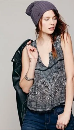 Free People one paradise stars tank pin-tucked embroidered tank triple tie back thumbnail 1