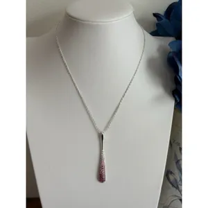 NVC Stamped Silver Tone Pendant Necklace Multi Color Rhinestone Pendant thumbnail 3
