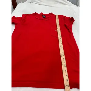 PINK Victoria's Secret Red Short Sleeve Pocket T-Shirt Gold Glitter Dog Logo L thumbnail 7