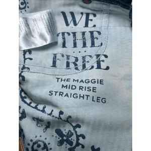 We The Free Maggie Jeans‎ Mid Rise Straight Leg Frayed Hem Dark Wash 25 thumbnail 6