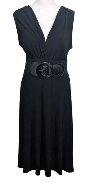 Maurices Black Belted Dress Size Medium Black Stretchy Dress with Belt thumbnail 1