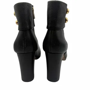 Kate Spade Bridgette Black Pebble Leather Gold Button Platform Block Heel 7.5 thumbnail 8