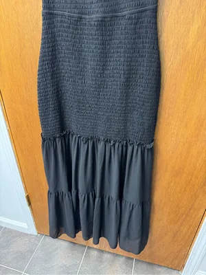Baltic Born Amalfi Smocked Off Shoulder Long Maxi Mermaid Ruffle Dress Black XL thumbnail 6