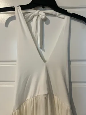 Elegant White halter Midi Dress Size M thumbnail 6