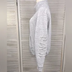 PINK/VICTORIA'S SECRET 1/4 Zip Sweatshirt Heather Gray/White-Medium thumbnail 2