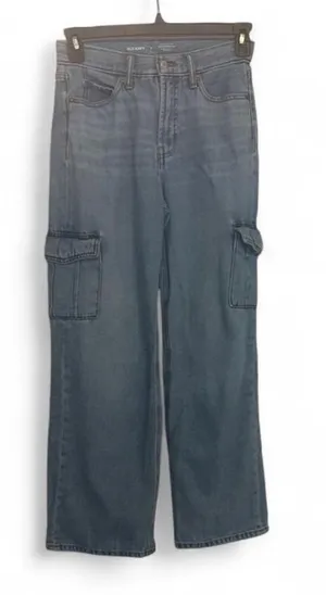 Old Navy Women's Extra High-Rise Wide-Leg Jeans Blue Medium Wash Cargo Size 0 thumbnail 1