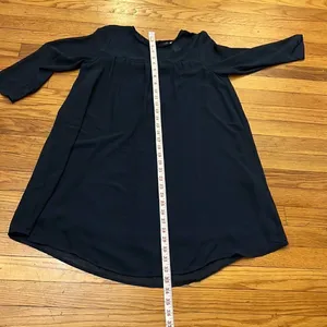 H&M Babydoll Dress Womens Navy Blue‎ Sheer Yoke Long Sleeve Size 4 thumbnail 5