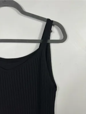 Eileen Fisher Black Ribbed Knit Tank‎ Midi Dress Small Viscose Minimalist thumbnail 6