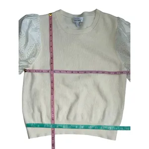 & Other Stories knit puff eyelet sleeve top Medium thumbnail 2