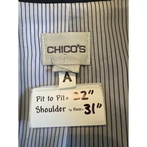 Chicos Black Blazer Striped Cuffs Two Button Professional‎ Jacket Size 2 Large thumbnail 3
