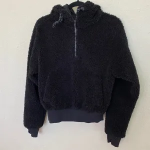Lululemon Textured Fleece 1/2‎ Zip Black size 4 sherpa hooded thumbnail 3