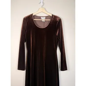 Vintage 90s Dress Brown Velvet Long Maxi Goth Whimsigoth Size‎ 8 Party Holiday thumbnail 2