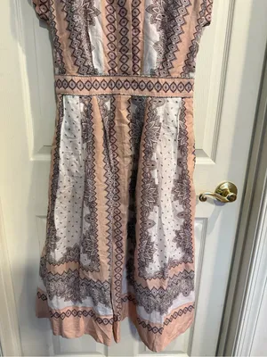 Ann Taylor Blush Pink and Ivory Cap Sleeve Midi Dress with Pockets thumbnail 8