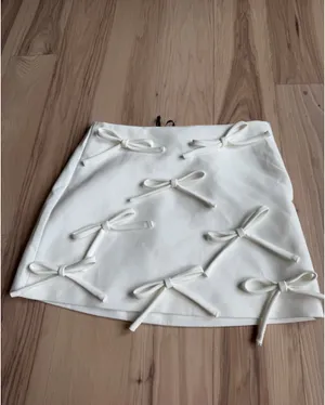 English Factory Cream Mini Skirt with Bow Appliqués thumbnail 2