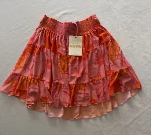 Show Me Your MuMu Pink & Orange Floral Tiered Skirt thumbnail 1