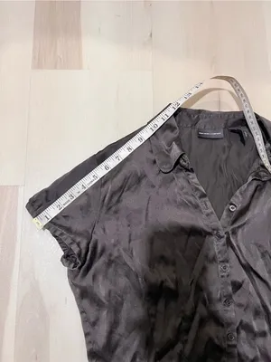VTG NY&Co Women Medium Black 90s Y2K Grunge Office Siren Silk Blouse Top thumbnail 7