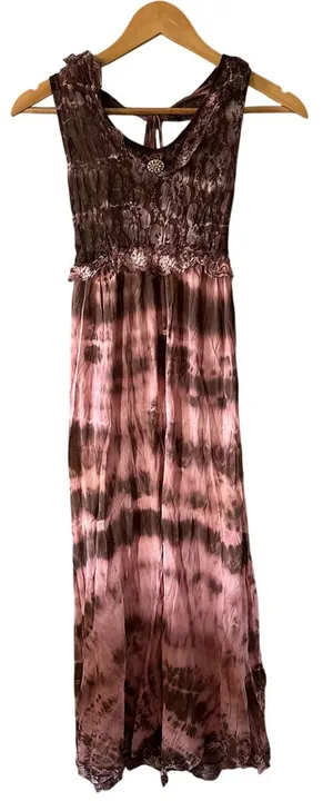 Frida Pink and Brown Tie Dye Halter Dress Vintage Size Small Medium thumbnail 1