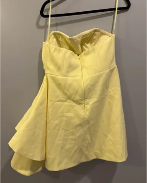 NWT Hello Molly The Real Icon Strapless Side Train Mini Dress Butter Yellow thumbnail 6