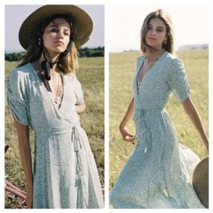 Faithfull the Brand Floral Wrap Midi Dress thumbnail 5