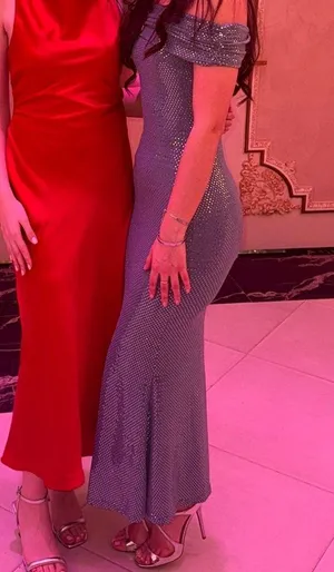 Selfie Leslie Kailey off the shoulder maxi dress in spangle silver thumbnail 2