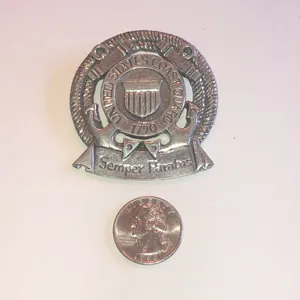 United States Coast Guard Semper Paratus Silver Tone Emblem Pin thumbnail 2