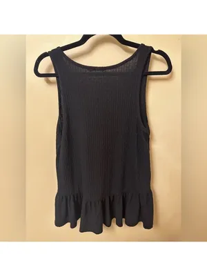 Altar'd State Black Ruffle Tank Top Small thumbnail 2