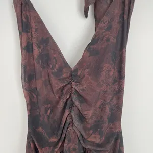 Urban Outfitters Size S Brown V Neck Y2K Dress Waterfall Boho Flowy Mini thumbnail 3