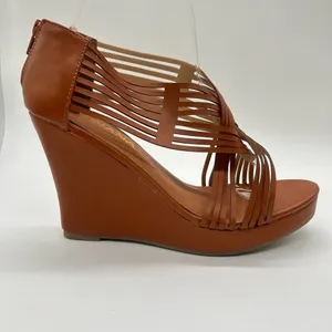 Diviana Sandal Womens 8.5 Brown Kealie Criss Cross‎ Cut Out Platform Wedges NEW thumbnail 3