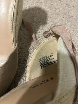JustFab Taupe and Cream Espadrille Wedge Sandals with Ankle Wrap thumbnail 8