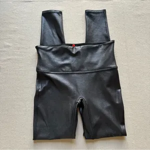Spanx SPANXshape Faux Leather Shiny Black Leggings thumbnail 3
