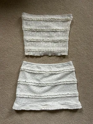 Shein white lace mini skirt set thumbnail 2