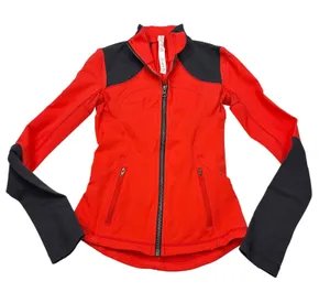 lululemon womens Forme red, black zip up jacket. Size 2. athleisure, activewear thumbnail 1
