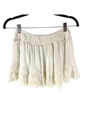Surf Gypsy Mini Skirt Swim Cover Crinkle Crochet White S thumbnail 2