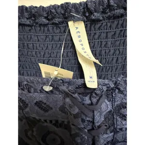 Aeropostale Navy Lace Corset Dress Fit‎ Flare Square Neck Coquette Mini M NWT thumbnail 6