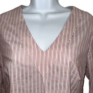 WHITE HOUSE BLACK MARKET Carmen Candy Stripe Belled Sleeve Blouse‎ NWOT Size 6 thumbnail 3