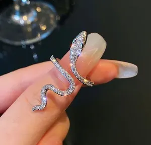 Gothic Rhinestone Snake Ring Adjustable thumbnail 3