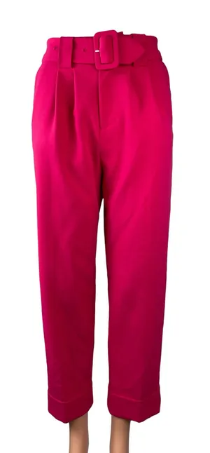 & Other Stories Pink Pleated Belted High Rise Straight Trousers Dress Pants Sz 0 thumbnail 1