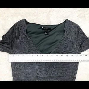 Forever 21 Grey Metallic Long Sleeve Bodycon Cocktail Dress‎ Size Small thumbnail 4