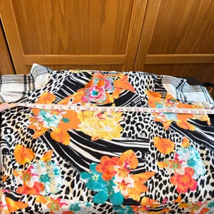 Westbound Petites PXL Plaid Floral Animal Print Mixed Media Roll‎ Tab Shirt thumbnail 7