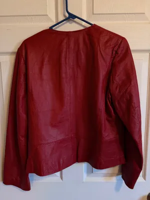 Yvonne Marie Womens Size 12 Lamb Leather Short Jacket Coat Poly Lining Zip Red thumbnail 2