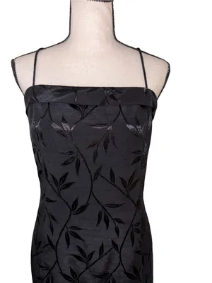 Vintage J.R. Nites by Caliendo Black Tonal Floral Jacquard Maxi Dress thumbnail 4