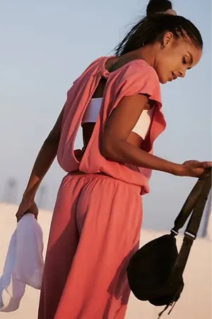 Free People Movement Throw And Go Onesie in Claret Pink thumbnail 2