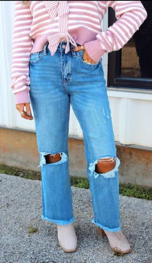 These Three Boutique High Rise Distressed Jeans thumbnail 1
