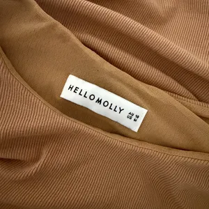 HELLO MOLLY Ribbed Knit Bodycon Ruched Tan Brown Midi Dress Sz M thumbnail 7