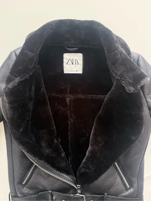 Zara Faux Leather/Fur Black Biker Jacket Size Small thumbnail 8