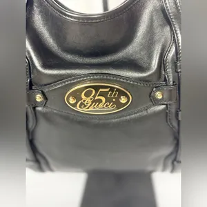 GUCCI Vintage BLACK LEATHER 85TH ANNIVERSARY GG MONOGRAM HOBO BAG thumbnail 15
