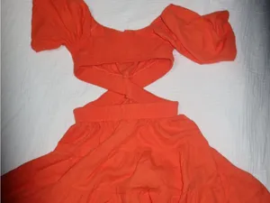 Velvet Tees Bright Orange Cutout Mini Dress thumbnail 3